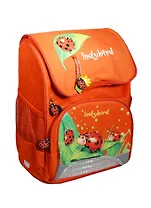 Ранец школьный "БОЖЬИ КОРОВКИ" 35*28*15см, полиэстер, вышивка, верхн. клапан на липучке, красный, Феникс