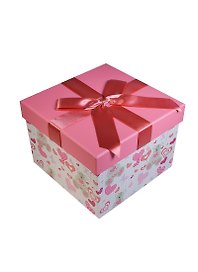 Коробка подарочная "Розовые медведи" 16,5*16,5*12,2см, картон, декор бантик, Вейксинг