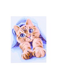 Картина-раскраска по номерам «Доброе утро котёнка», 17 х 22 см, 14 цветов, Рыжий Кот