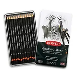 Набор чернографитных карандашей Graphic Medium 12шт 6B-4H в метал.упак