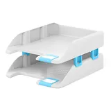 Лотки горизонтальные 02шт "Forte, Pastel" бок.крепления, белый с голуб.вставкой, ErichKrause