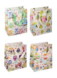 Пакет подарочный бумажный А5 23*18*10 "Cовы. Owls на ветке", дет., мат. ламинат, Kairui