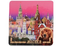 ГС Магнит на картоне 80х80мм Москва Коллаж Медведь