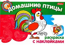 Домашние птицы Раскраска с наклейками (мягк) (Мои первые уроки) (Русанэк)
