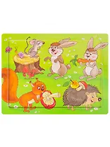 Деревянная пазл-рамка (14,5х11см) "ЛЕСНАЯ ПОЛЯНКА" (12элементов)(окраш.рамка) Арт. AN02621