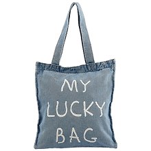 Сумка-шоппер джинсовая на молнии My lucky bag (40*33см) (светло-синий)