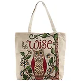 Сумка-шоппер на молнии Сова на ветке (Wise) (40х40) (текстиль)