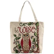 Сумка-шоппер на молнии Сова на ветке (Wise) (40х40) (текстиль)