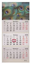 Календарь квартальный 2026г 305*680 "Перья" настенный, трёхблочный, спираль