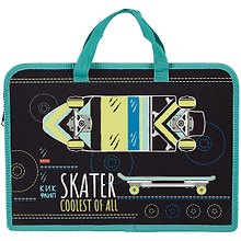 Папка для тетрадей «Skater» А4, пластик, на молнии, Hatber