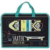 Папка для тетрадей А4 "Skater" 34*24,5*3,5см пластик, молния, текст.ручки