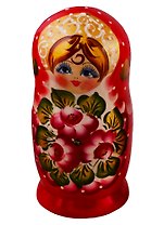 Матрешка 5 в 1 большая (Цветы, Эскиз 31, Бордовые лепестки на красном) (М05160331)