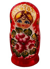 Матрешка 5 в 1 большая (Цветы, Эскиз 31, Бордовые лепестки на красном) (М05160331)