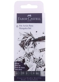 Ручки капиллярные"Pitt Artist Pens Mangaka"(2), ассорти, 6 шт., 0,1/0,3/0,7/2 brus, Faber-Castell