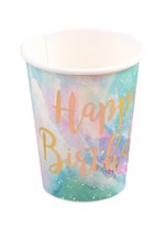 Набор бумажных стаканов Happy birthday космос с золотом (6шт)