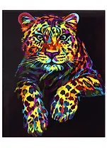 Набор для творчества Рыжий кот Холст с красками 30х40см по номерам. (16 цв.) Яркий леопард Х-6808