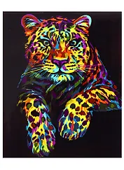Набор для творчества Рыжий кот Холст с красками 30х40см по номерам. (16 цв.) Яркий леопард Х-6808