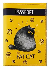 Обложка для паспорта Fat cat (кожа) (ПВХ бокс) (ОК2019-20)