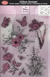 Набор д/творчества Viva Штампы силиконовые "Цветы и бабочки" (14*18см) 400300100