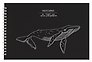 Скетчбук 250*170 20л "Whale" акварел. бумага, 200г/м2, черный дизайнерский картон, тиснение фольг. серебро, евроспираль