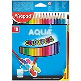 Карандаши цветные Maped, ColorPeps Aqua, акварельные 18 цветов с кисточкой