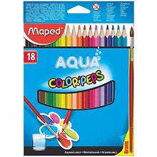 Карандаши цветные акварельные с кистью «ColorPeps Aqua», Maped, 18 цветов