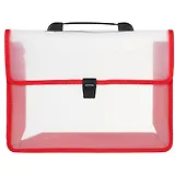 Портфель А4 прозр.пластик, красный кант