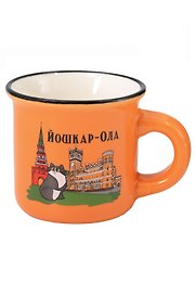 Кружка фарфор маленькая матовая Домики (Оранжевый) (Йошкар-Ола) (75 мл) (065-9-118-OR)