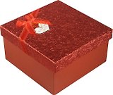 Коробка подарочная "Красный металлик" с сердцем 12,5*12,5*6см