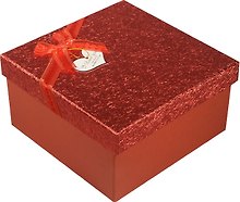 Коробка подарочная "Красный металлик" с сердцем 12,5*12,5*6см