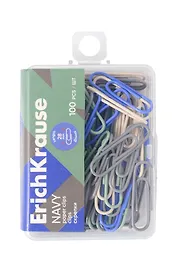 Скрепки 28мм 100шт "Navy" винил., круглые, ассорти, пл/уп, Erich Krause