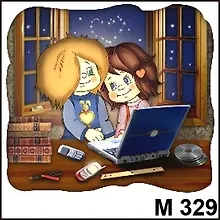 Магнит "Любовь - это..." (парочка с ноутбуком)