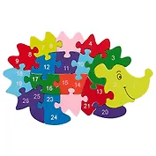 Деревянные пазлы-фигуры с цифрами и англ. алфавитом Ёжик, N-25