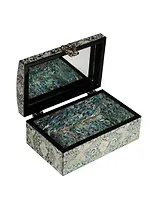 Шкатулка черная Бабочки в цветах (перламутр) (15,5х10х7) (USEL/MP-31)