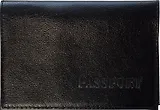 Обложка для паспорта нат.кожа, черная, гладкая, тип 1, Спейс