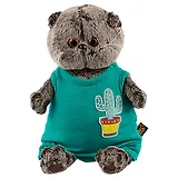 Игрушка мягкая Budi Basa, Басик в изумрудном комбинезоне с кактусом Ks22-100