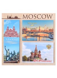 ГС Набор закатных магнитов № 1 Москва 55х80 2 шт 115х40 1 шт на крафт подложке