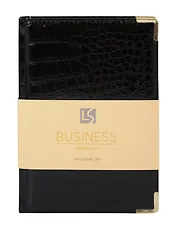 Ежедневник дат. 2026г. А5 176л "Business Premium. Grand croco" черный, 7Б, иск.кожа, обл.поролон, тв.переплет, мет.уголки, тонир.блок, зол.торец, справ.мат-лы, 2 ляссе, инд.уп