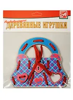 Шнуровка сумочка Клетчатый узор (Д500а) (сумочка+замочек+сердечко+шнурок) (3+) (упаковка)