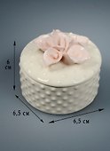 Шкатулка фарфор белая с розовыми цветами (6 см) (43834) - 0