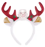 Ободок новогодний Рожки с ушками (белый) (текстиль) (12-6142-HNY14)