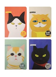 Записная книжка «Cat family» А6, 24 листа, сшивка, Languo, в ассортименте