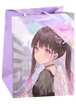 Пакет А5 23*18*10 "Аниме. Девушка с зонтиком (цветная)" дет., бум.мат.ламинат