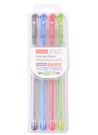 Ручки гелевые Hatber, Solo ColorGel, 4 цвета 0,5 мм