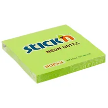 Блок для записей Stick`n Neon notes, зелёный, 7.6 х 7.6 см