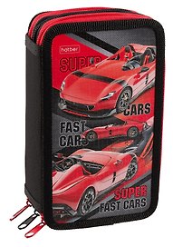 Пенал 3отд. "Red Car" 19*11см, молния, глянц.ламинация, таблица умножения, инд.уп.