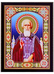 Алмазная мозаика на подрамнике Икона Сергий Радонежский (BH08) (30х40см) (c част.зап.) (блест.)