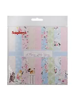 ХОББИ И ТЫ Набор бумаги 15*15см 190гр/м Шебби Кошки, 12 листов