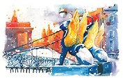 Открытка СПб одинарная "Банковский мост, зима"