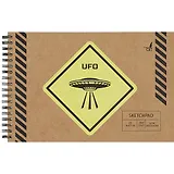 Скетчбук 160*240 20л "UFO" акварельн., с перф., 200г/м2, обл крафт рельеф. краска, евроспираль